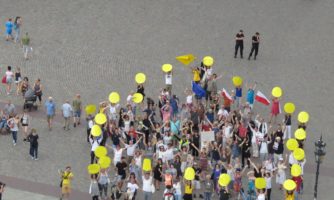 Akcja aktywistów w Warszawie „Witamy uchodźców”, czerwiec 2017. Copyright: Amnesty International