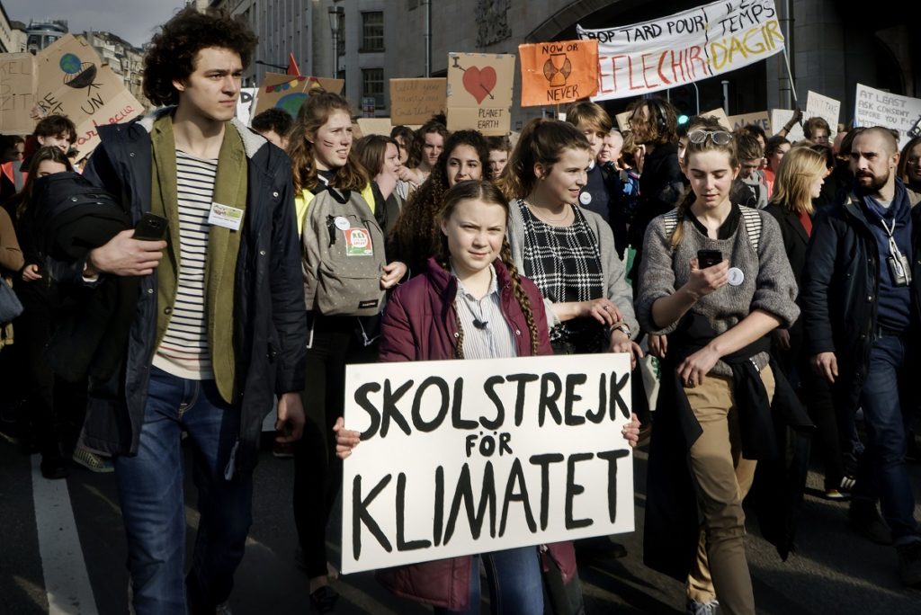 Greta Thunberg podczas marszu tysięcy belgijskich studentów, siódmej z rzędu demonstracji w Brukseli.