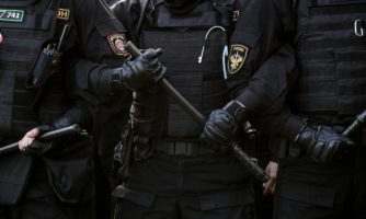 Policjanci w Mińsku