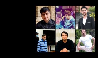 Zdjęcia 6 skazanych demonstrantów w Iranie.