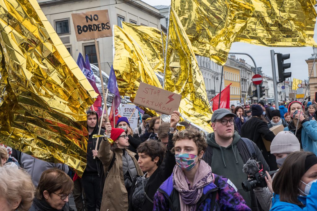 „Stop torturom na granicy”, protest przeciwko nielegalnym pushbackom na granicy z Białorusią, Warszawa 17 października 2021 