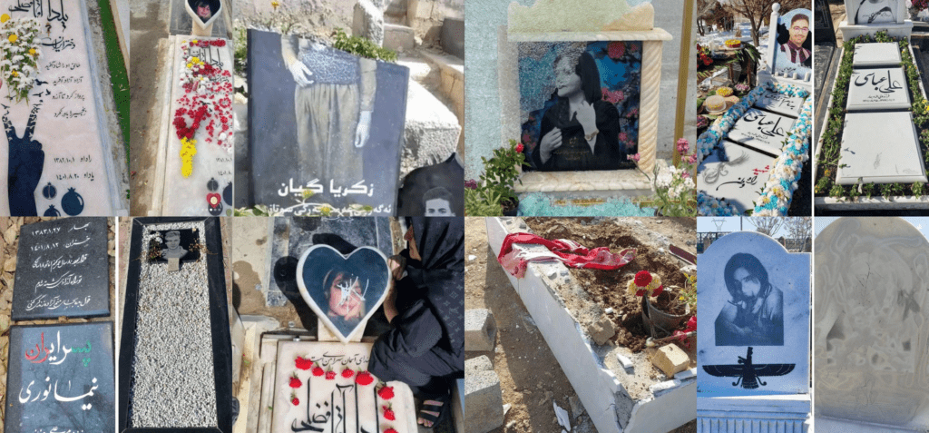 Zbiór zdjęć grobów zniszczonych przez irańskie służby bezpieczeństwa.